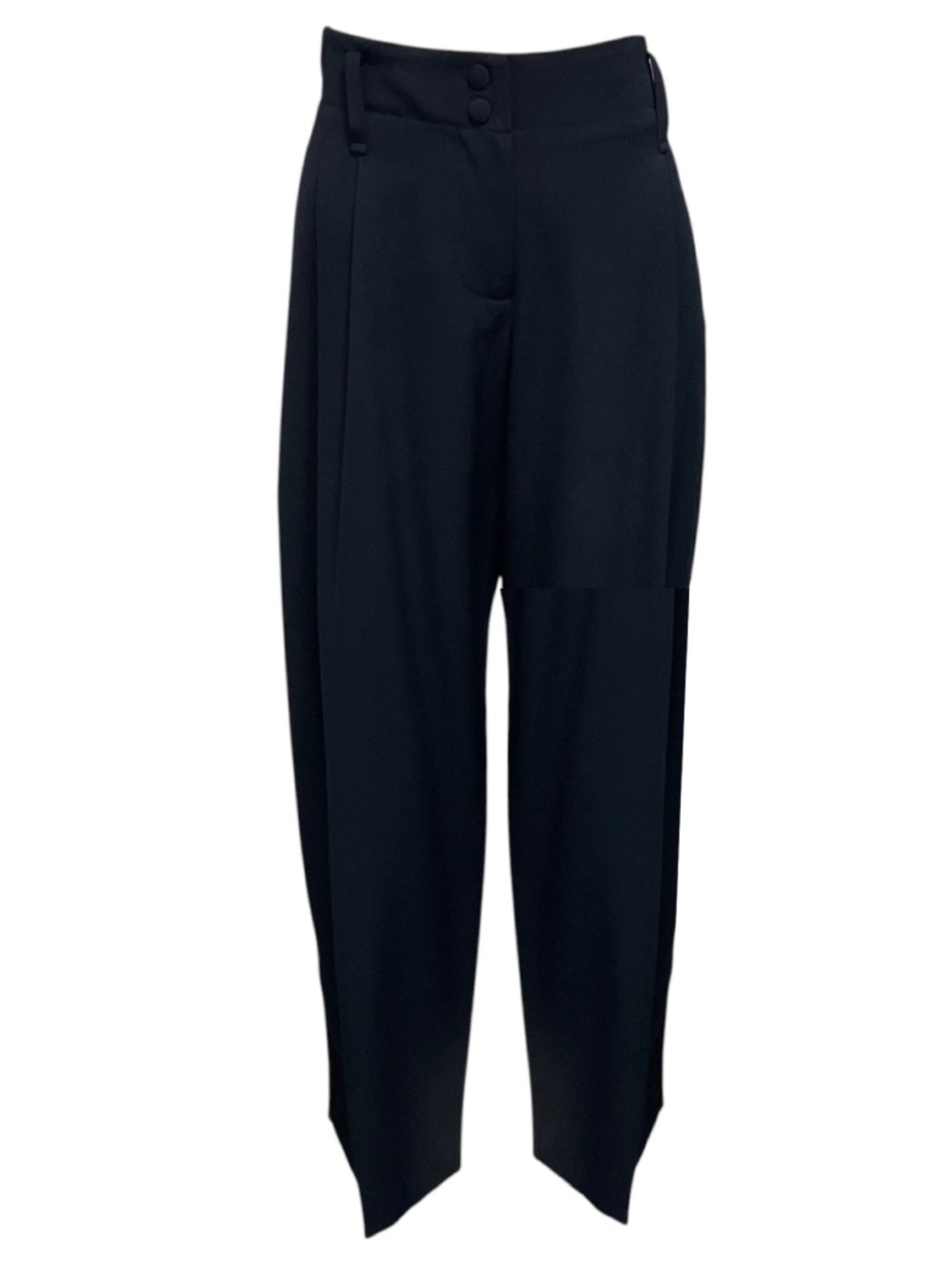 McQueen Navy Wide Leg Tailored Wool Trousers